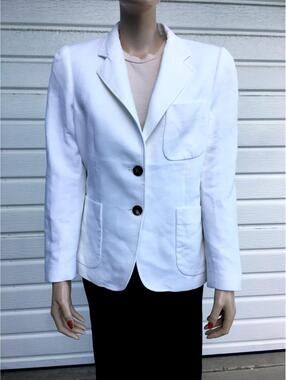 ROBERTO CAVALLI Women's White 2 Button Lightweight Blazer Jacket sz 12-14 Italy